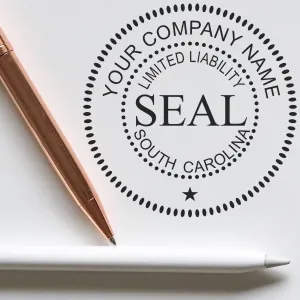 Pre-Inked South Carolina Corporate Seal for LLC Company, South Carolina Business Stamp, Reinkable, 1-5/8 Size, SC LLC Seal Stamp, Personalized LLC Corporation Seal Stamp, Limited Liability Stamp