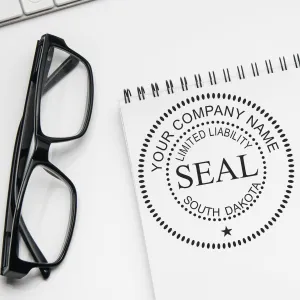 Pre-Inked South Dakota Corporate Seal for LLC Company, South Dakota Business Stamp, Reinkable, 1-5/8 Size, SD LLC Seal Stamp, Personalized LLC Corporation Stamp, Limited Liability Stamp, SD Stamp