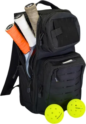 Professor Pickleball CourtCommander Pickleball Backpack - Lightweight & Efficient Pickleball Bag - Holds 4 Paddles, 6 Balls, & Cup Holder - Tactical Style