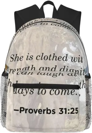 Proverbs 31 ：25 Lightweight Packable Backpack Travel Casual Hiking Daypack Foldable Backpack For Men Women