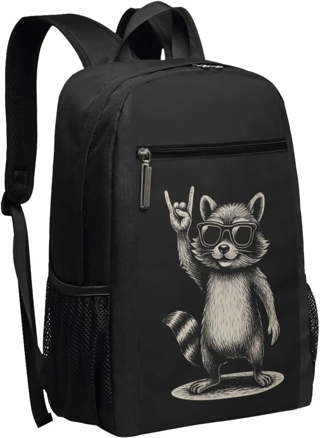 Raccoon Victory Gesture Backpack 17 Inch For Travel Laptops Backpack