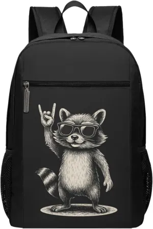 Raccoon Victory Gesture Backpack 17 Inch For Travel Laptops Backpack