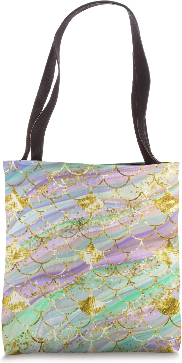 Rainbow Strata Dream Mermaid Scales Mermaid Tails Tote Bag