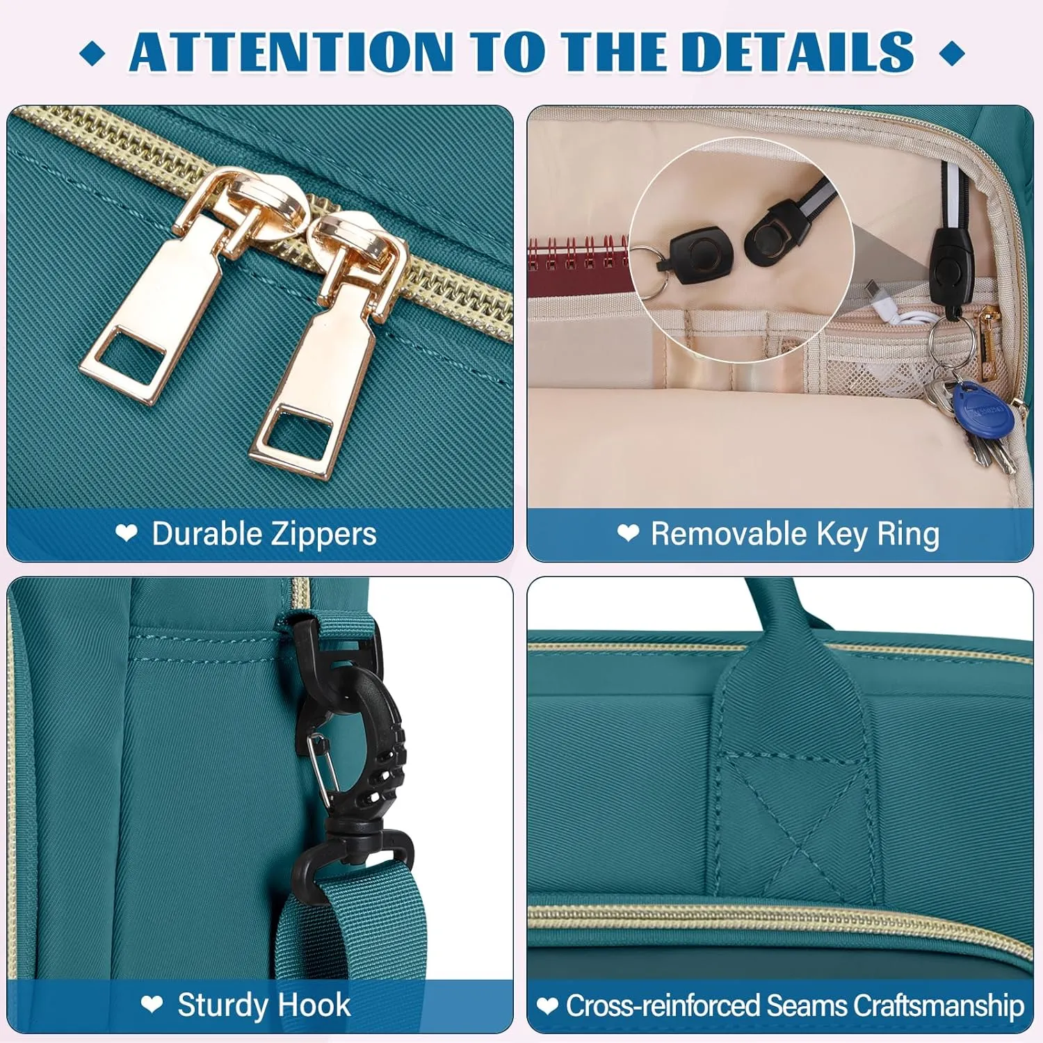 RAINSMORE Laptop Bag 17.3 Inch Briefcase for Women Waterproof Computer Messenger Shoulder Bags Large Laptop Case for Work Business Office Travel College, Dark Green