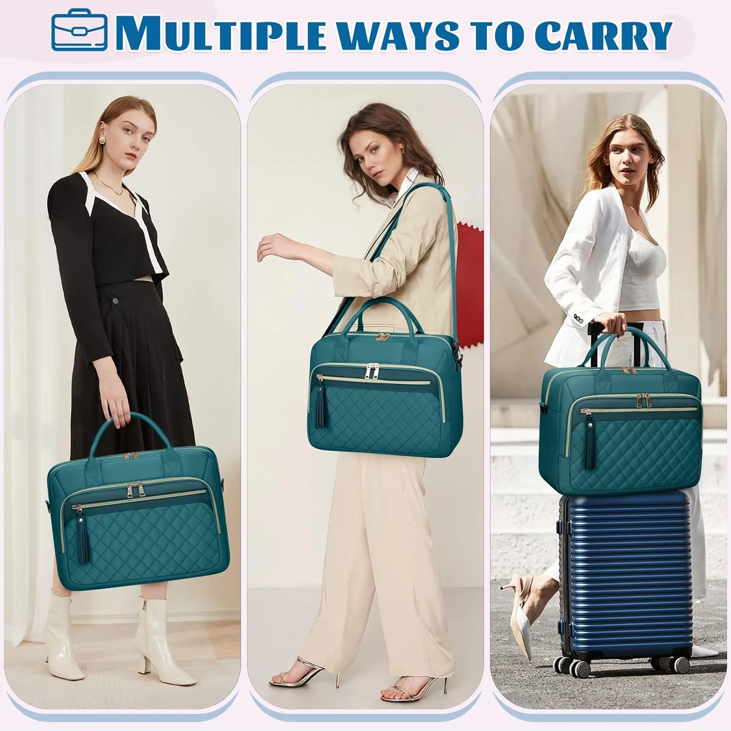 RAINSMORE Laptop Bag 17.3 Inch Briefcase for Women Waterproof Computer Messenger Shoulder Bags Large Laptop Case for Work Business Office Travel College, Dark Green