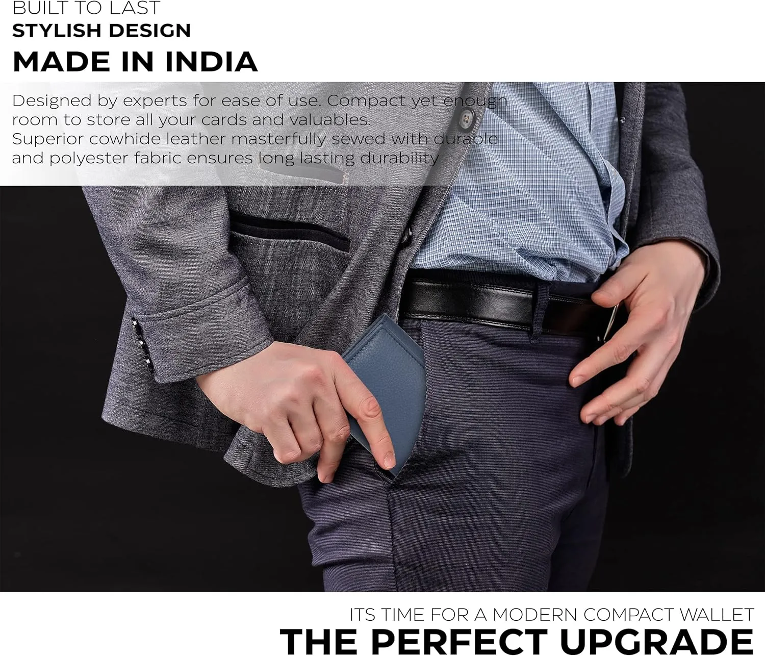 Real Leather Trifold Wallet for Men - RFID Wallets Slim 9 Credit Card Holder 2 ID Compartment Gift For Men