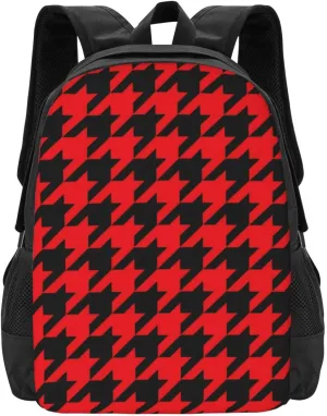 Red And Black Houndstooth Lightweight Packable Backpack Travel Casual Large Capacity Daypack Foldable Backpack For Men Women