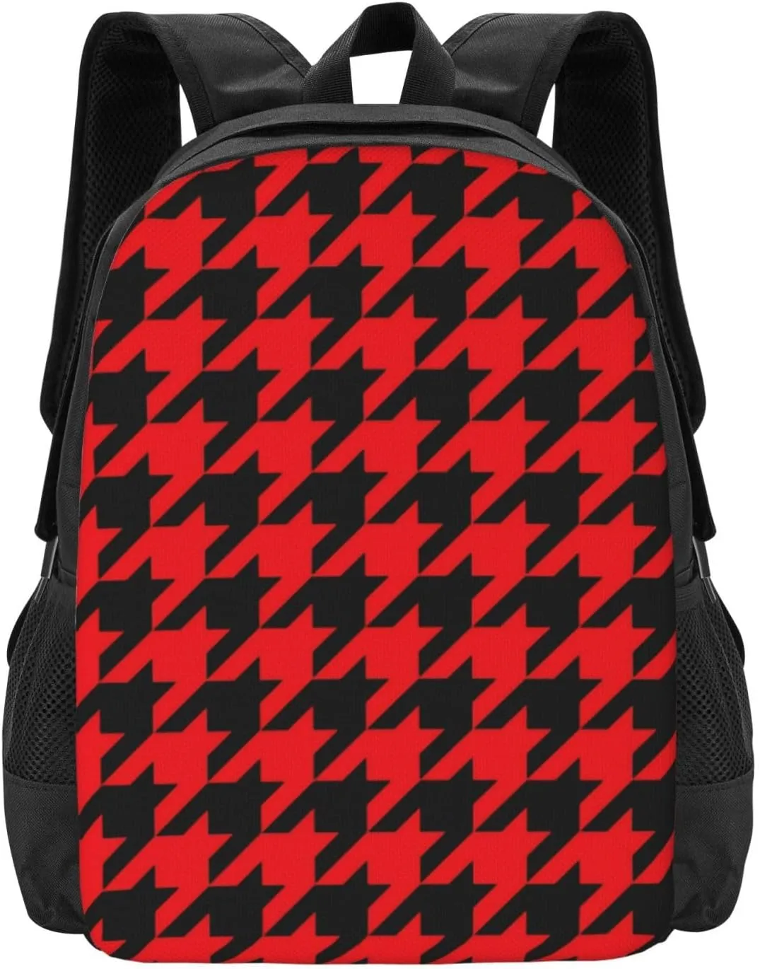 Red And Black Houndstooth Lightweight Packable Backpack Travel Casual Large Capacity Daypack Foldable Backpack For Men Women
