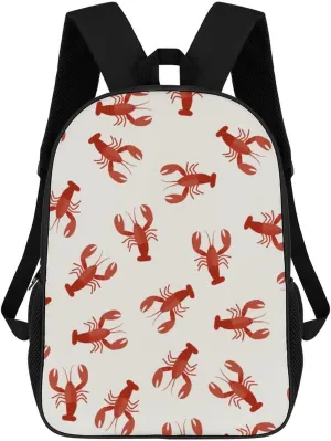 Red Crayfish Fashion 17 Inch Backpack Simple Shoulders Daypacks Lightweight Laptop Bag Travel Gear