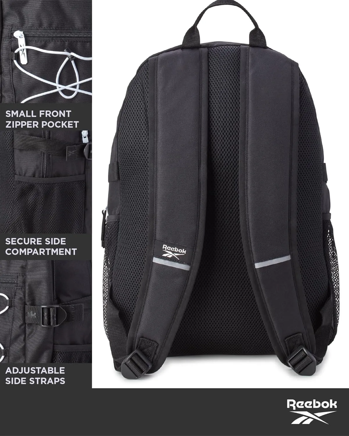 Reebok Backpack - Lightweight Carry On Weekender Overnight Sports Gym Bag - Versatile Bag Pack for Travel, Beach, Size One Size, Black Bristol