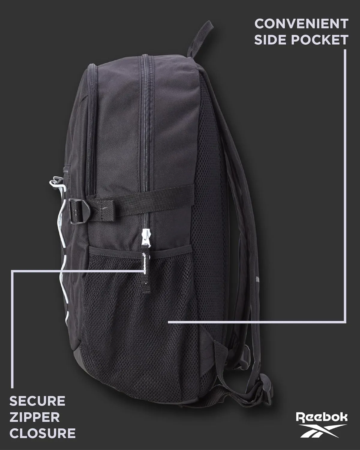 Reebok Backpack - Lightweight Carry On Weekender Overnight Sports Gym Bag - Versatile Bag Pack for Travel, Beach, Size One Size, Black Bristol