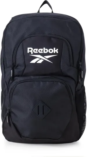 Reebok Backpack - Lightweight Carry On Weekender Overnight Sports Gym Bag - Versatile Bag Pack for Travel, Beach, Size One Size, Black Jeri With White Logo