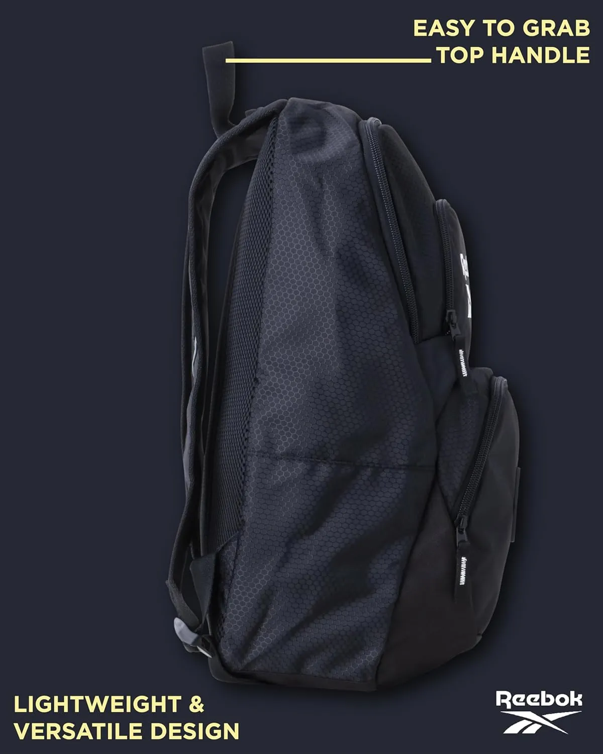 Reebok Backpack - Lightweight Carry On Weekender Overnight Sports Gym Bag - Versatile Bag Pack for Travel, Beach, Size One Size, Black Jeri With White Logo