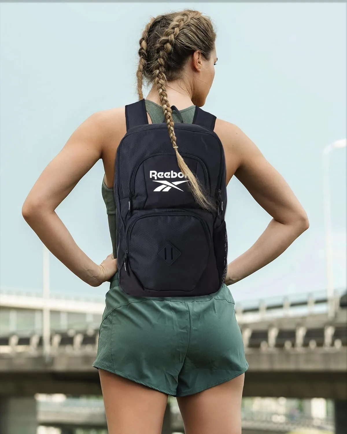 Reebok Backpack - Lightweight Carry On Weekender Overnight Sports Gym Bag - Versatile Bag Pack for Travel, Beach, Size One Size, Black Jeri With White Logo