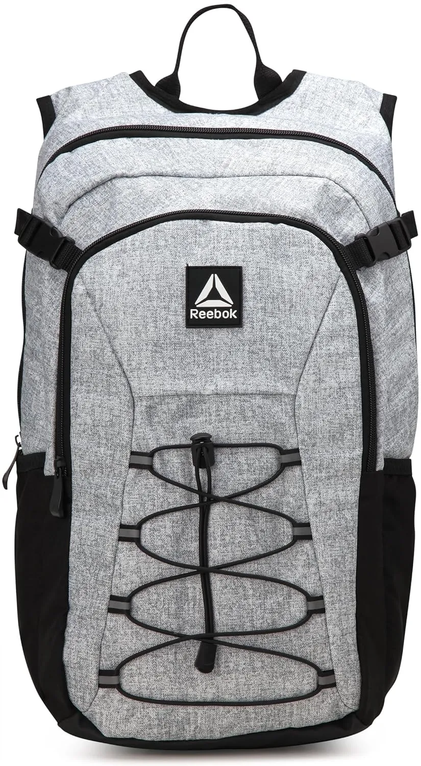 Reebok Backpack - Lightweight Carry On Weekender Overnight Sports Gym Bag - Versatile Bag Pack for Travel, Beach, Size One Size, Light Heather Grey Roman