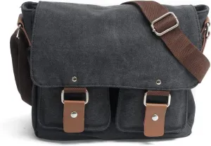 Retro Canvas Messenger Bag Shoulder Travel Cross Satchel Body Bag Sling bag/Multiple Pockets(Medium, Dark Grey)