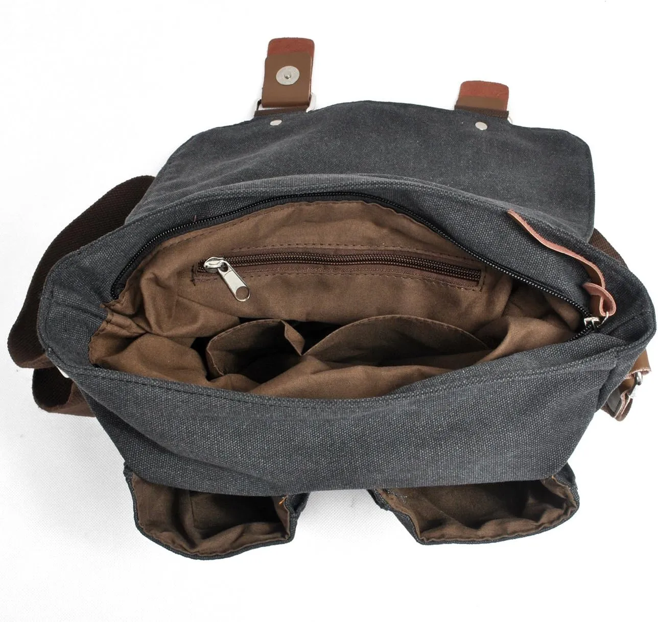 Retro Canvas Messenger Bag Shoulder Travel Cross Satchel Body Bag Sling bag/Multiple Pockets(Medium, Dark Grey)
