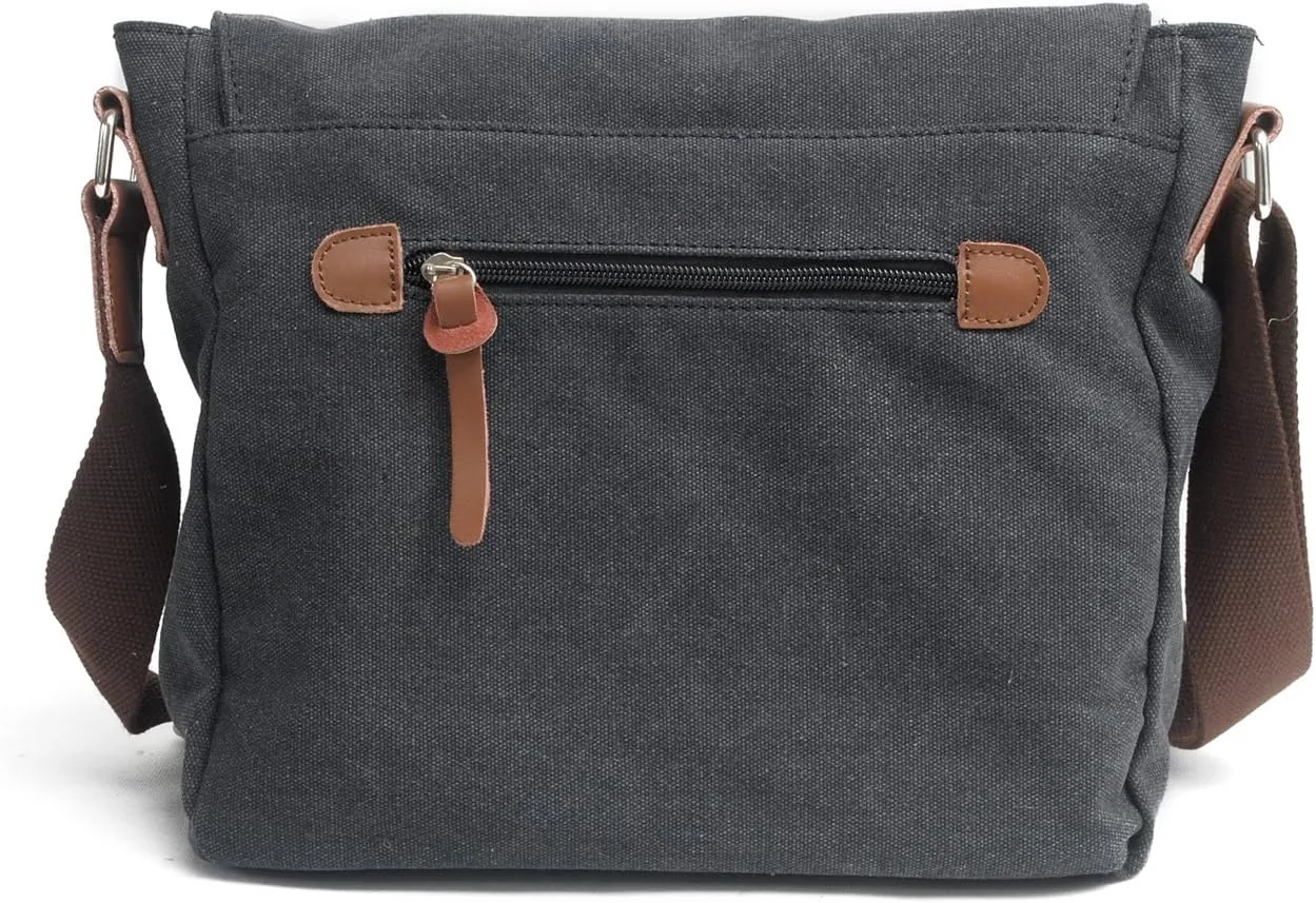 Retro Canvas Messenger Bag Shoulder Travel Cross Satchel Body Bag Sling bag/Multiple Pockets(Medium, Dark Grey)