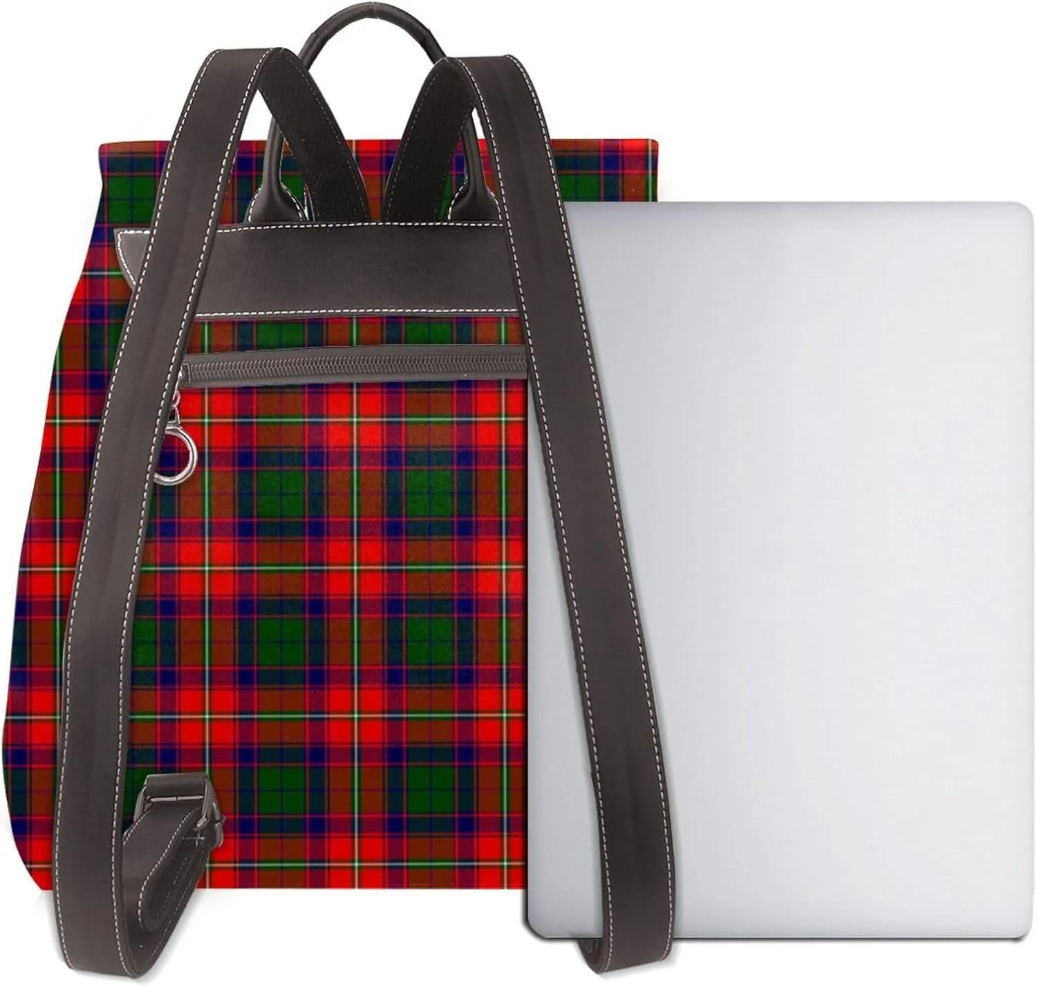 Retro Leather Shoulder Bag Roxburgh District Tartan Backpack Practical Daypack Purse for Women Ladies