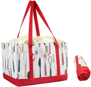 Reusable Grocery Bags, Large Shopping Box Tote, Foldable Washable Storage Bins Heavy Duty Handles for Fruit Vegetable Clothes Toys and Picnic