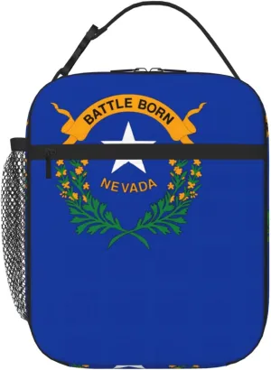 Reusable insulated bag, Nevada State Flag cooler tote bag, unisex portable storage bag, lunch bag for work office school travel