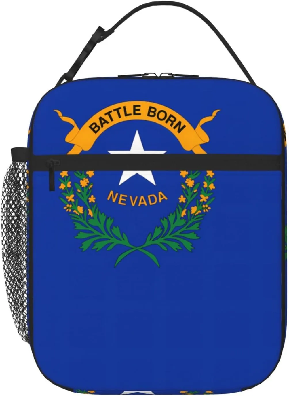 Reusable insulated bag, Nevada State Flag cooler tote bag, unisex portable storage bag, lunch bag for work office school travel