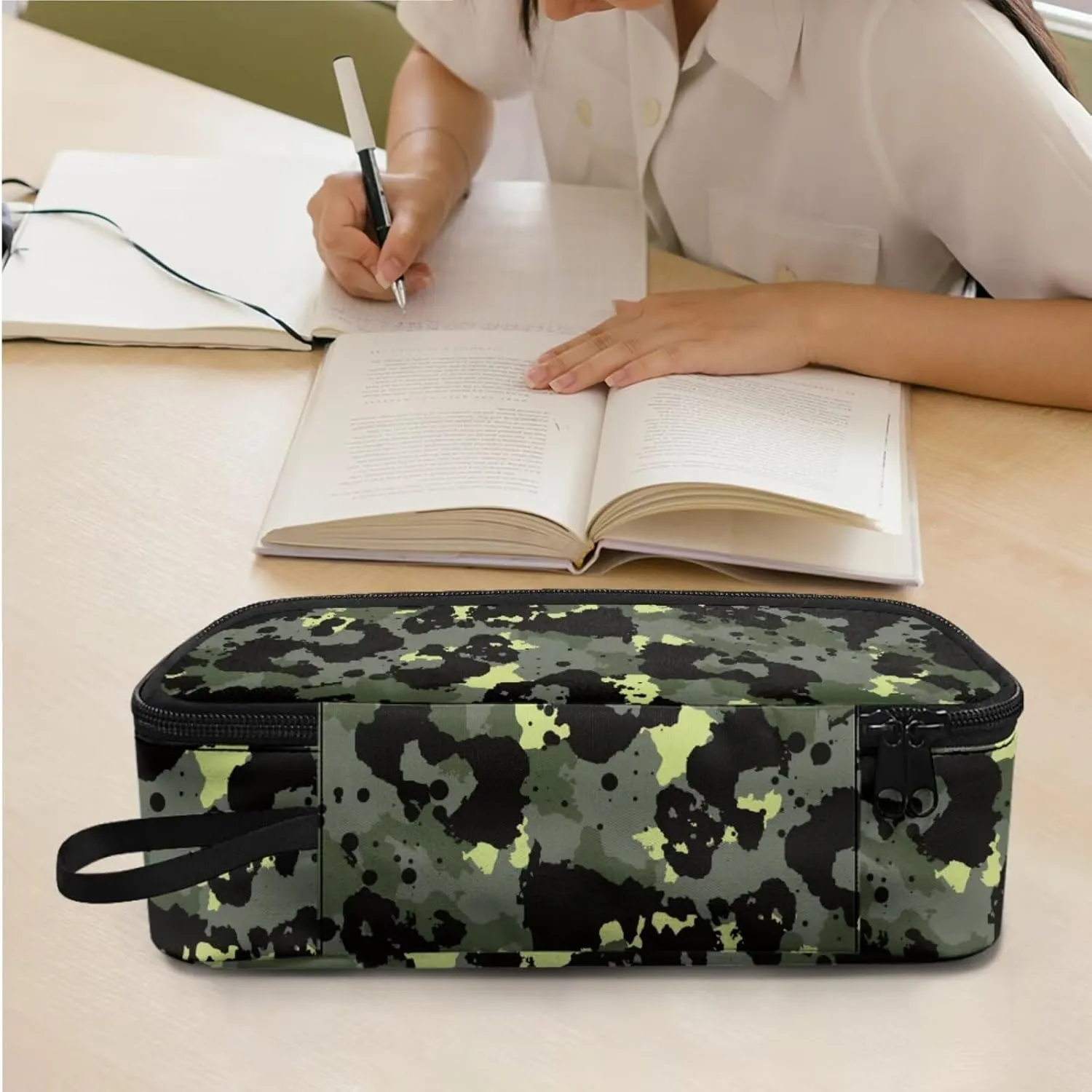 Rnyleeg Camo Primary School Backpack for Boys Three Piece Boys Backpack Set Large Capacity 17 inch School Bags Set with Lunch Box and Pencil Case Casual Packsack