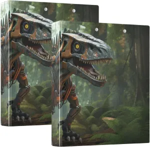 Robot Dinosaur Walking in Jungle Binder Organization with Clipboard Folder for School, Clipboard Binder with Pockets