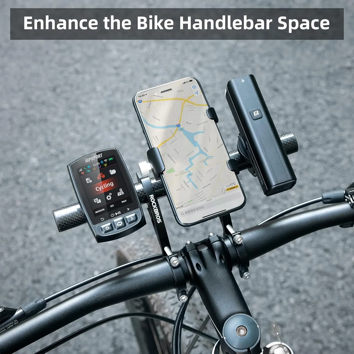 ROCKBROS Bike Handlebar Extender Handlebar Extension Double Bike Handlebar Bracket Lightweight Durable for Holding Bicycle Speedometer, GPS, Phone Mount Holder