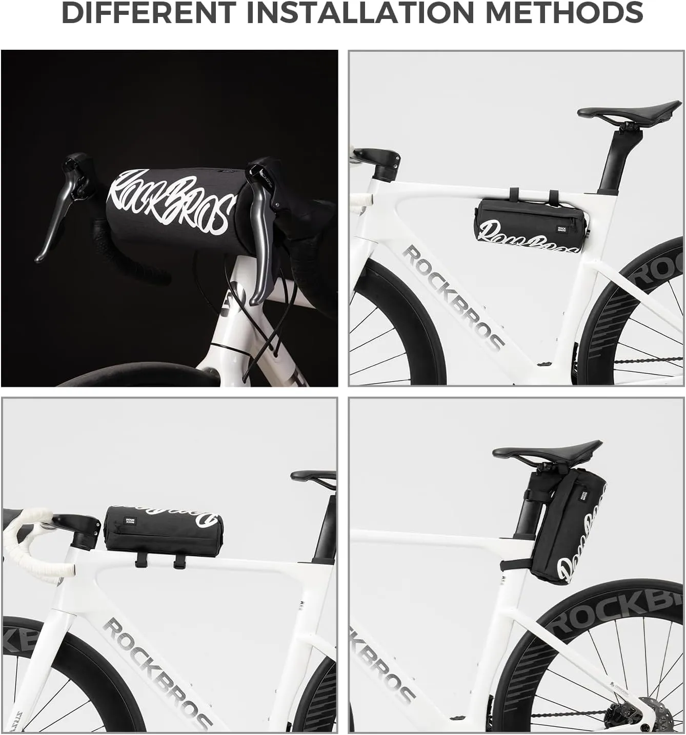 ROCKBROS Bike Handlebar Front Bag Bicycle Handy Frame Roll Bag with Shoulder Removable Strap Mountain Bike Storage Pouch Cycling Accessories