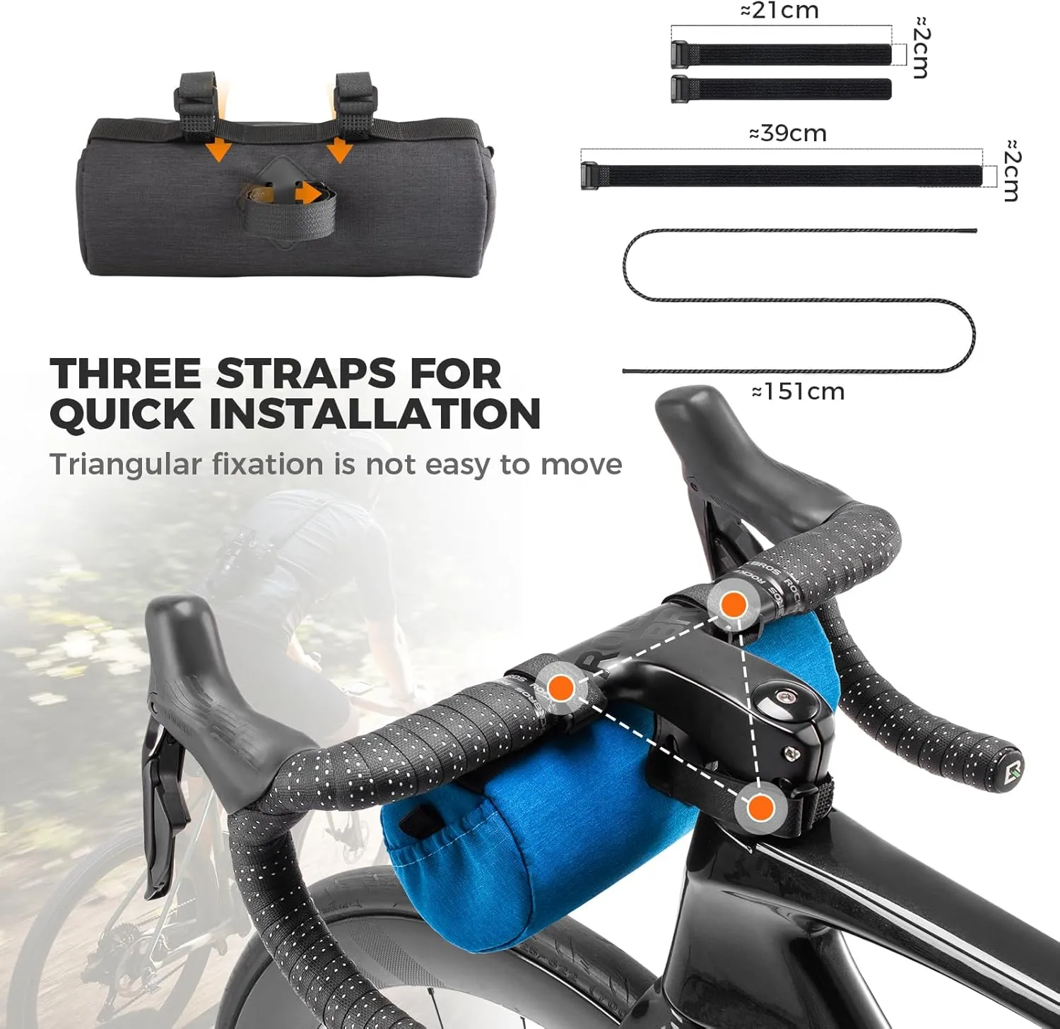 ROCKBROS Bike Handlebar Front Bag Bicycle Handy Frame Roll Bag with Shoulder Removable Strap Mountain Bike Storage Pouch Cycling Accessories