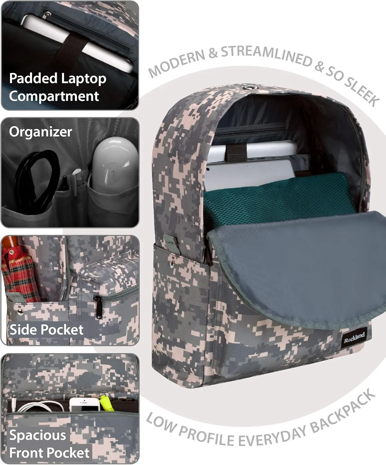 Rockland Classic Laptop Backpack, ACU Camo, Large