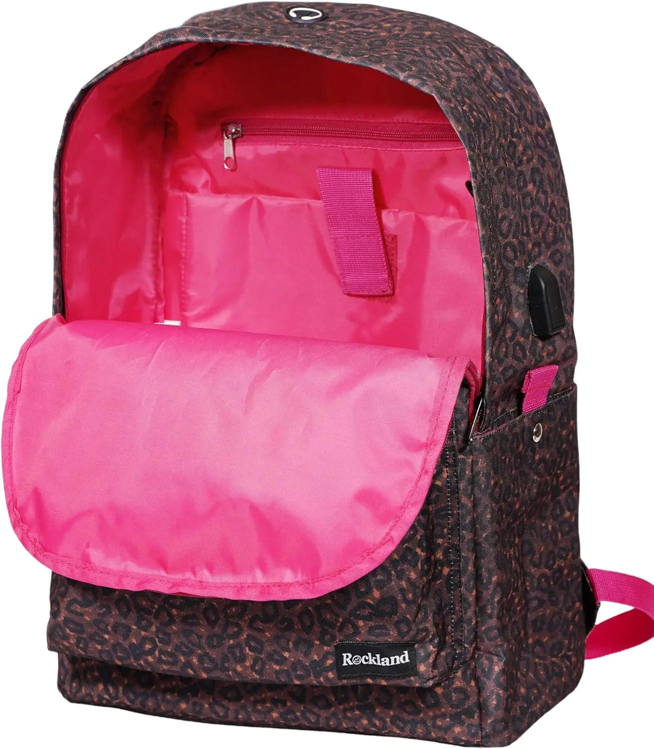 Rockland Classic Laptop Backpack, Pinkleopard, Large