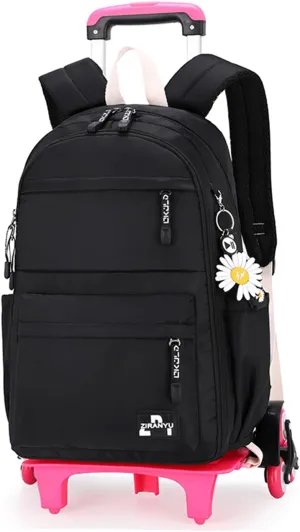 Rolling Backpack,Backpack with Wheels,Kids Roller Backpack for Girls Boys Travel Bag on Wheels Kids Trolley School Bag,Black