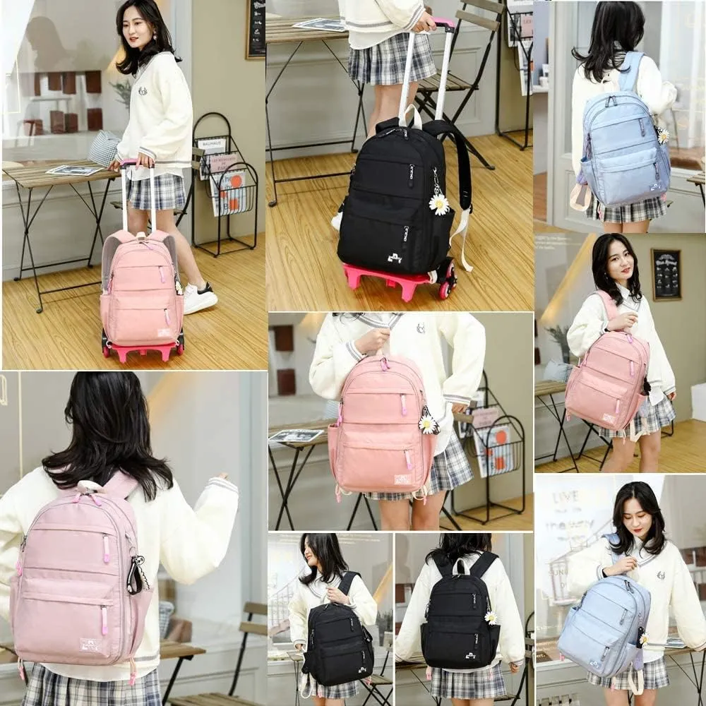 Rolling Backpack,Backpack with Wheels,Kids Roller Backpack for Girls Boys Travel Bag on Wheels Kids Trolley School Bag,Black