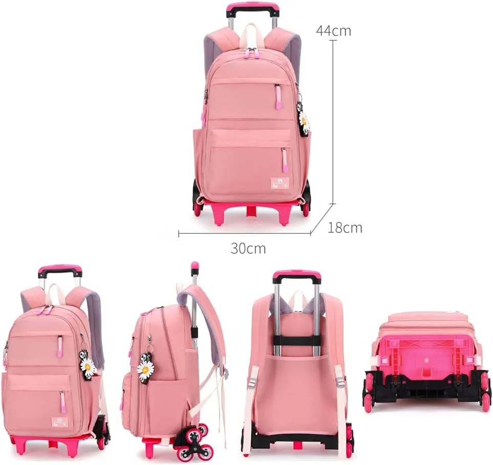 Rolling Backpack,Backpack with Wheels,Kids Roller Backpack for Girls Boys Travel Bag on Wheels Kids Trolley School Bag,Black