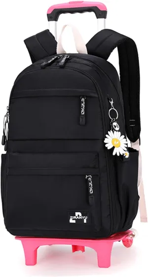 Rolling Backpack,Backpack with Wheels,Kids Roller Backpack for Girls Boys Travel Bag on Wheels Kids Trolley School Bag,Black