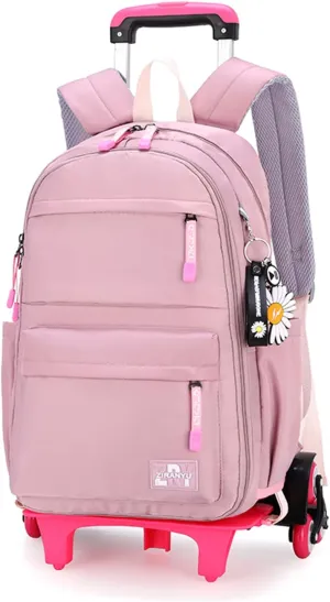 Rolling Backpack,Backpack with Wheels,Kids Roller Backpack for Girls Boys Travel Bag on Wheels Kids Trolley School Bag,Purple