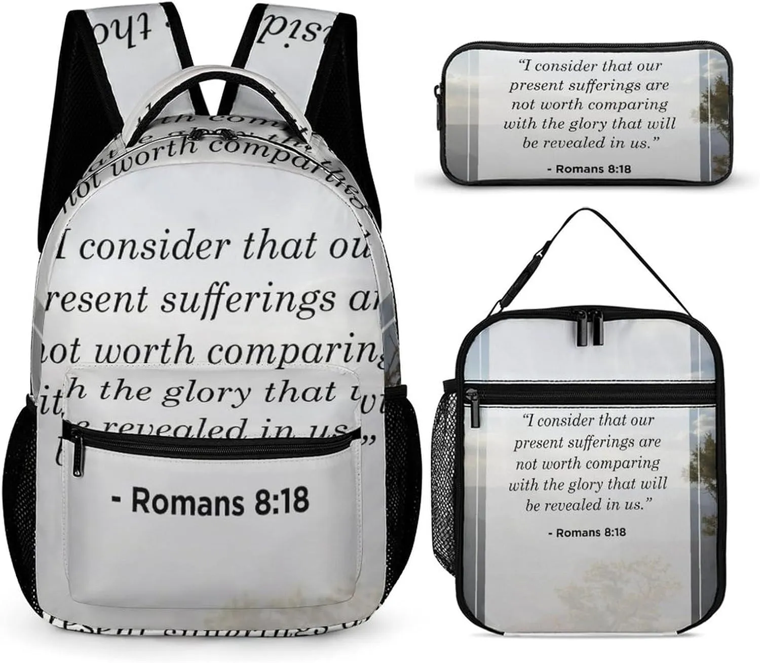 Romans Backpack Portable Meal Bag, Stationery Bag Set, Sturdy And Durable