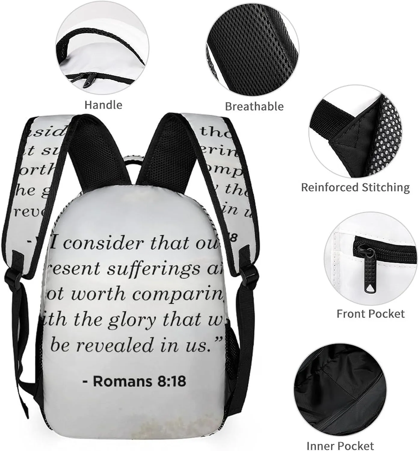 Romans Backpack Portable Meal Bag, Stationery Bag Set, Sturdy And Durable