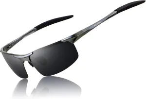 RONSOU Men Sport Al-Mg Polarized Sunglasses Unbreakable for Driving Cycling Fishing Golf