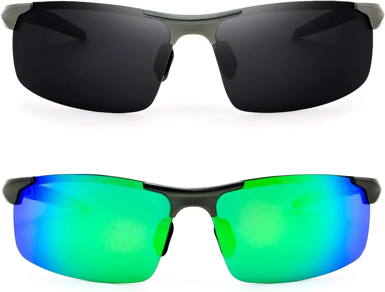 RONSOU Men Sport Al-Mg Polarized Sunglasses Unbreakable for Driving Cycling Fishing Golf