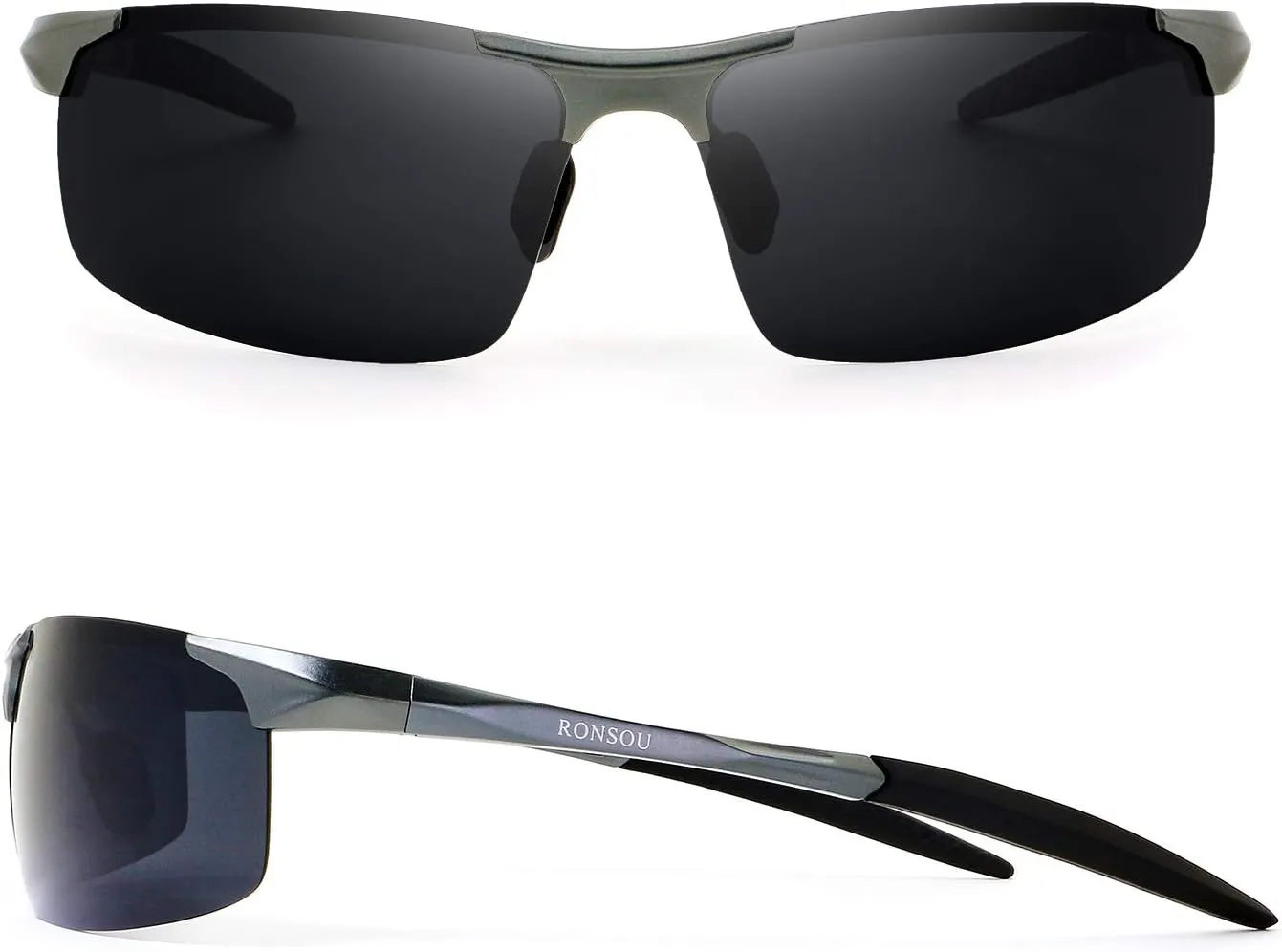 RONSOU Men Sport Al-Mg Polarized Sunglasses Unbreakable for Driving Cycling Fishing Golf