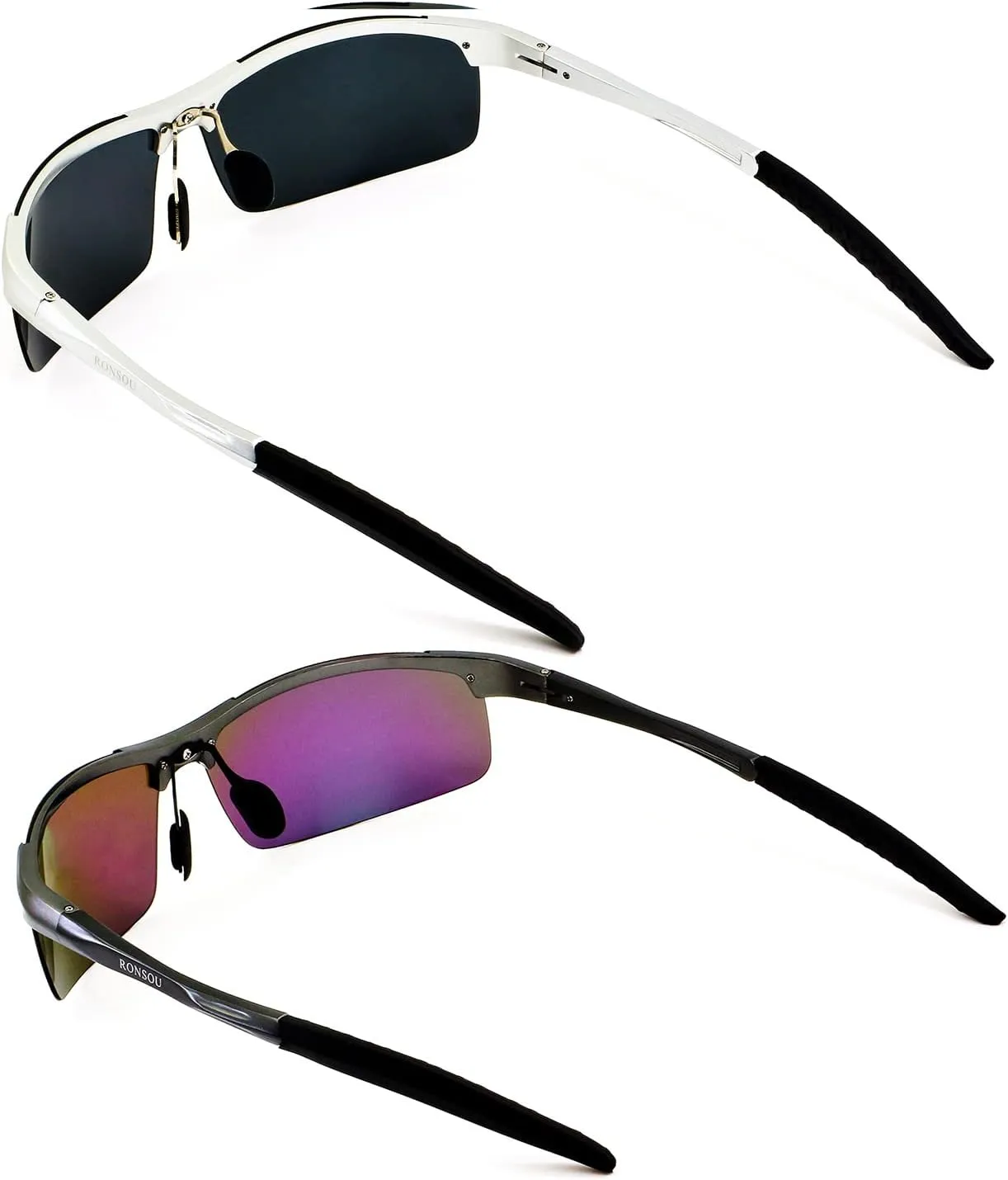 RONSOU Men Sport Al-Mg Polarized Sunglasses Unbreakable for Driving Cycling Fishing Golf