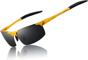 RONSOU Men Sport Al-Mg Polarized Sunglasses Unbreakable for Driving Cycling Fishing Golf