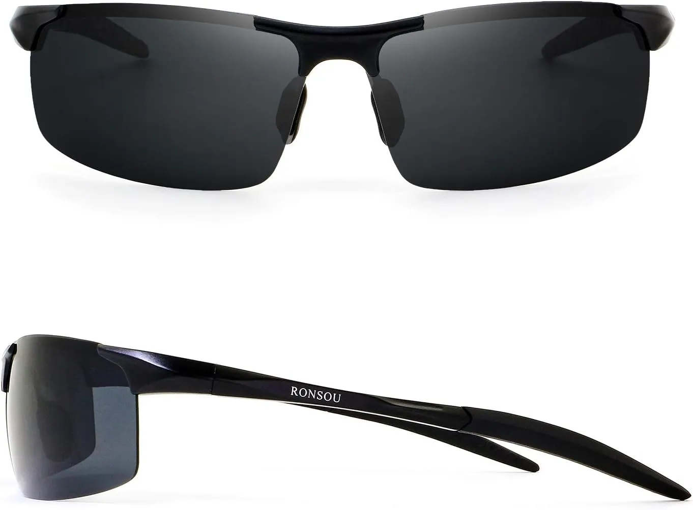 RONSOU Men Sport Al-Mg Polarized Sunglasses Unbreakable for Driving Cycling Fishing Golf