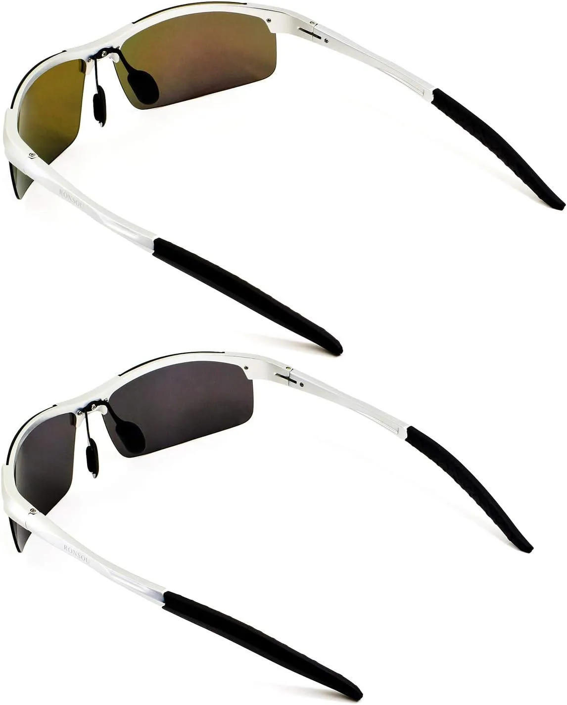 RONSOU Men Sport Al-Mg Polarized Sunglasses Unbreakable for Driving Cycling Fishing Golf