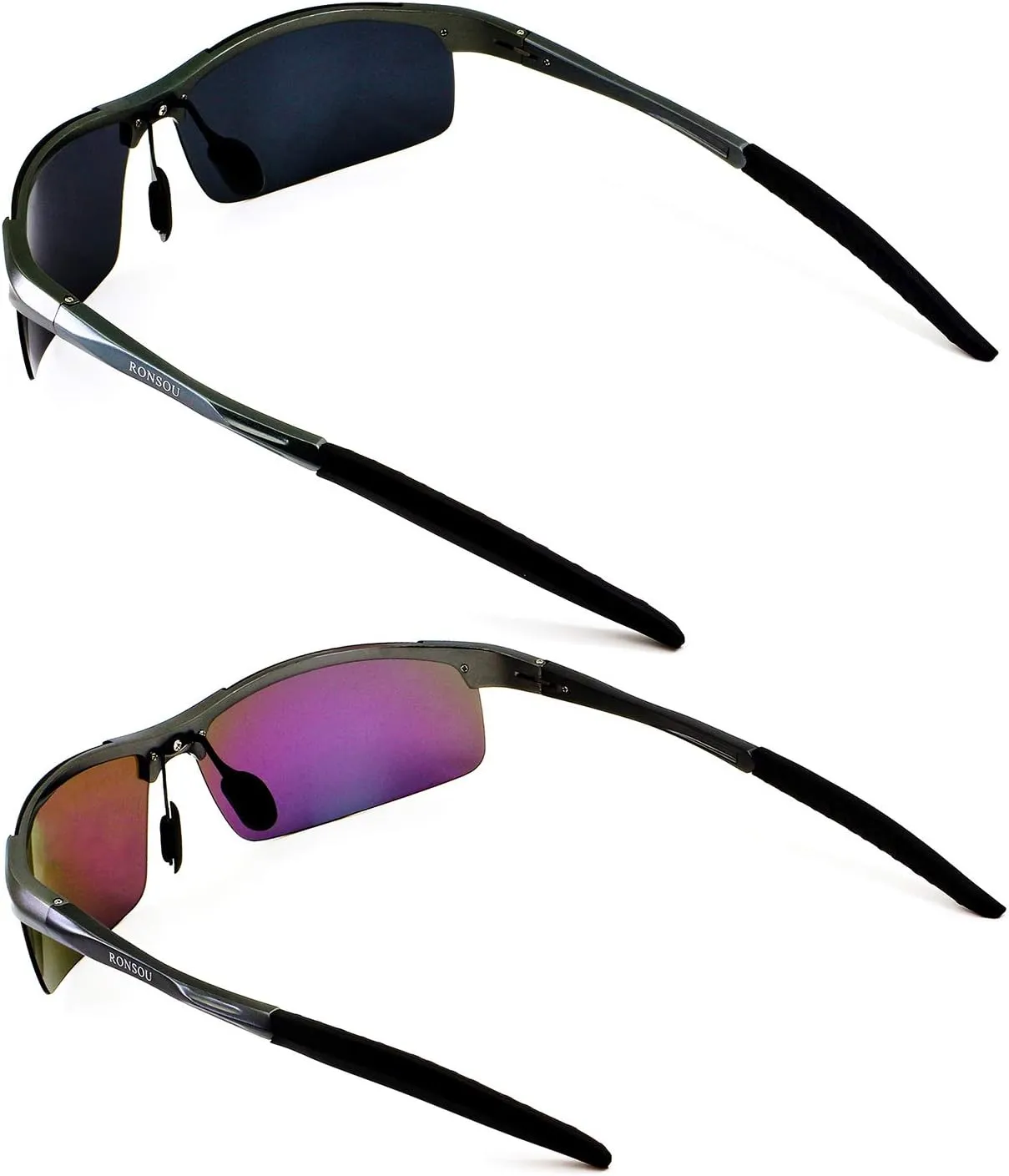 RONSOU Men Sport Al-Mg Polarized Sunglasses Unbreakable for Driving Cycling Fishing Golf