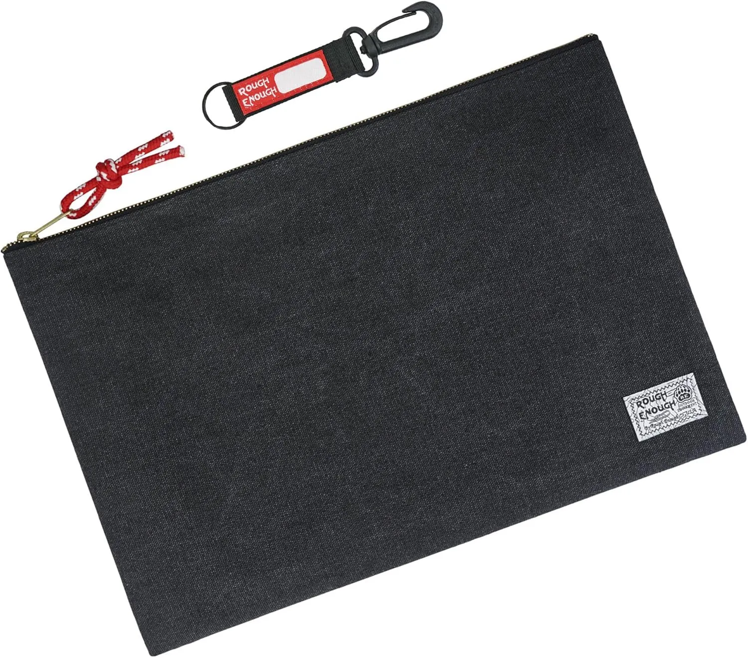Rough Enough Important Document Storage Bag File Folder Organizer Pouch with Zipper 16 x 11 Inches Black Waxed Canvas Water Repellent for Travel Office A4 Legal Size Paper