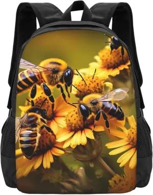 Rural Honey Bees flowers Print Travel Backpack Carry On Flight Approved Laptop Backpack,Large Capacity Personal Item Travel Bag